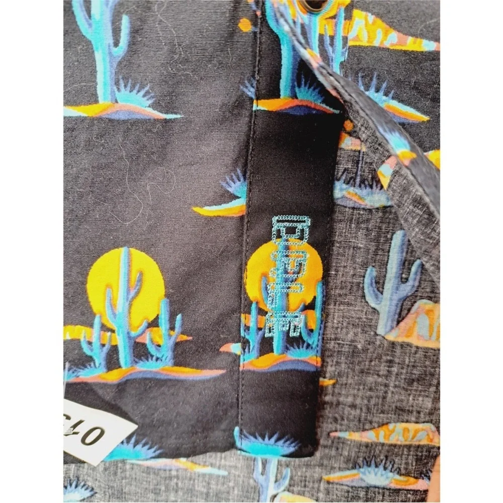 Rock & Roll Denim western shirt Black Shirt with Blue and Yellow Pattern - Picture 4 of 7